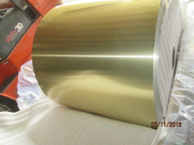 Golden Epoxy Coated Aluminium Fin Strip For Air Conditioner 0.115mm Different Width